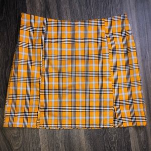 Bright Orange Plaid Skirt
